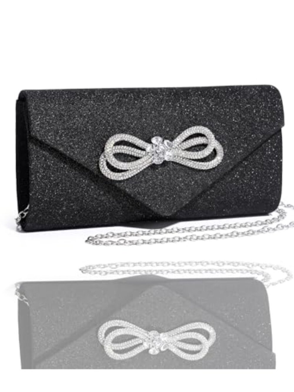 Sparkly Bow Rhinestone Clutch Purse Evening Bag Wedding Party Prom Handbag